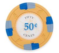 Playzaic 13.5-gram Poker Knights Premium Poker Chips (50-Pack) Heavy Clay Composite Set - Bulk Casino Chips with Denominations for Texas Holdem, Blackjack - Betting Game Accessories ($0.50 Orange)