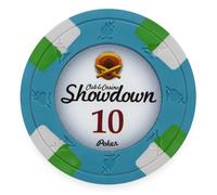 Playzaic 13.5-gram Showdown Professional Poker Chips (50-Pack) Heavy Clay Composite Set - Bulk Casino Chips with Denominations for Texas Holdem, Blackjack - Betting Game Accessories ($10 Blue)
