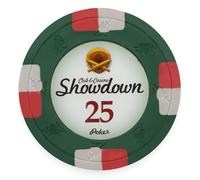Playzaic 13.5-gram Showdown Professional Poker Chips (50-Pack) Heavy Clay Composite Set - Bulk Casino Chips with Denominations for Texas Holdem, Blackjack - Betting Game Accessories ($25 Green)