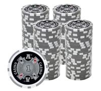 Playzaic 14-gram Ace Casino Poker Chips (100-Pack) Heavy Clay Composite Set - Bulk Casino Chips with Denominations for Texas Holdem, Blackjack - Betting Game Accessories ($1 White)