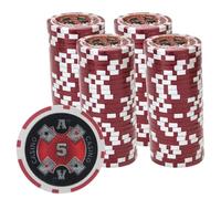 Playzaic 14-gram Ace Casino Poker Chips (100-Pack) Heavy Clay Composite Set - Bulk Casino Chips with Denominations for Texas Holdem, Blackjack - Betting Game Accessories ($5 Red)