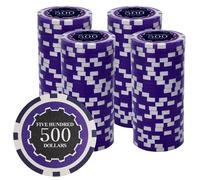 Playzaic 14-gram Eclipse Poker Chips (100-Pack) Heavy Clay Composite Set - Bulk Casino Chips with Denominations for Texas Holdem, Blackjack - Betting Game Accessories ($500 Purple)