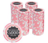 Playzaic 14-gram Eclipse Poker Chips (100-Pack) Heavy Clay Composite Set - Bulk Casino Chips with Denominations for Texas Holdem, Blackjack - Betting Game Accessories ($5,000 Pink)