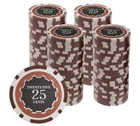Playzaic 14-gram Eclipse Poker Chips (100-Pack) Heavy Clay Composite Set - Bulk Casino Chips with Denominations for Texas Holdem, Blackjack - Betting Game Accessories ($0.25 Brown)