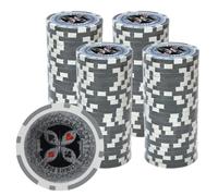 Playzaic 14-gram The Ultimate Poker Chips (100-Pack) Heavy Clay Composite Set - Bulk Casino Chips with Denominations for Texas Holdem, Blackjack - Betting Game Accessories ($1 White)