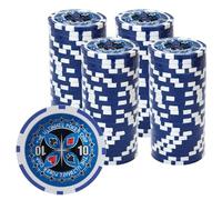 Playzaic 14-gram The Ultimate Poker Chips (100-Pack) Heavy Clay Composite Set - Bulk Casino Chips with Denominations for Texas Holdem, Blackjack - Betting Game Accessories ($10 Blue)