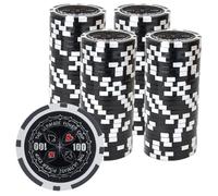 Playzaic 14-gram The Ultimate Poker Chips (100-Pack) Heavy Clay Composite Set - Bulk Casino Chips with Denominations for Texas Holdem, Blackjack - Betting Game Accessories ($100 Black)