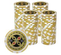 Playzaic 14-gram The Ultimate Poker Chips (100-Pack) Heavy Clay Composite Set - Bulk Casino Chips with Denominations for Texas Holdem, Blackjack - Betting Game Accessories ($1,000 Yellow)