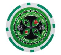 Playzaic 14-gram The Ultimate Poker Chips (50-Pack) Heavy Clay Composite Set - Bulk Casino Chips with Denominations for Texas Holdem, Blackjack - Betting Game Accessories ($25 Green)