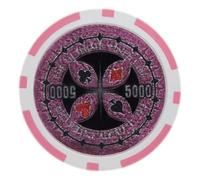 Playzaic 14-gram The Ultimate Poker Chips (50-Pack) Heavy Clay Composite Set - Bulk Casino Chips with Denominations for Texas Holdem, Blackjack - Betting Game Accessories ($5,000 Pink)