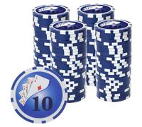 Playzaic 14-gram Yin Yang Poker Chips (100-Pack) Heavy Clay Composite Set - Bulk Casino Chips with Denominations for Texas Holdem, Blackjack - Betting Game Accessories ($10 Blue)