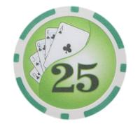 Playzaic 14-gram Yin Yang Poker Chips (50-Pack) Heavy Clay Composite Set - Bulk Casino Chips with Denominations for Texas Holdem, Blackjack - Betting Game Accessories ($25 Green)