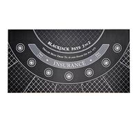 Playzaic Full Size 72" x 35" Neoprene Blackjack Roll-Out Tabletop Mat with Nonslip Rubber Backing - Smooth Surface for 7 Players and Dealer - Includes Shoulder Carrying Bag