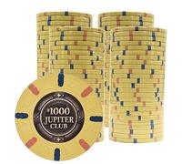 Playzaic Jupiter Club 43mm Oversize Casino Clay Poker Chips | 11-gram XL Chips | 100% Clay Luxury Feel for Home Cash Games & High Stakes Tournaments | 100 Count (4 Rolls) ($1,000 Yellow)