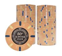 Playzaic Jupiter Club 43mm Oversize Casino Clay Poker Chips | 11-gram XL Chips | 100% Clay Luxury Feel for Home Cash Games & High Stakes Tournaments | 50 Count (2 Rolls) ($0.50 Orange)