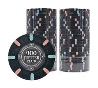 Playzaic Jupiter Club 43mm Oversize Casino Clay Poker Chips | 11-gram XL Chips | 100% Clay Luxury Feel for Home Cash Games & High Stakes Tournaments | 50 Count (2 Rolls) ($100 Black)