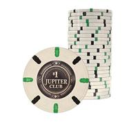Playzaic Jupiter Club 43mm Oversize Casino Clay Poker Chips | 11-gram XL Chips | 100% Clay Luxury Feel for Home Cash Games & High Stakes Tournaments | 25 Count (1 Roll) ($1 White)
