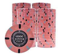 Playzaic Jupiter Club 43mm Oversize Casino Clay Poker Chips | 11-gram XL Chips | 100% Clay Luxury Feel for Home Cash Games & High Stakes Tournaments | 100 Count (4 Rolls) ($5,000 Orange)