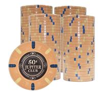Playzaic Jupiter Club 43mm Oversize Casino Clay Poker Chips | 11-gram XL Chips | 100% Clay Luxury Feel for Home Cash Games & High Stakes Tournaments | 100 Count (4 Rolls) ($0.50 Orange)