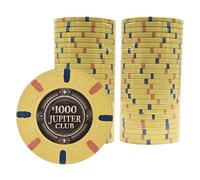 Playzaic Jupiter Club 43mm Oversize Casino Clay Poker Chips | 11-gram XL Chips | 100% Clay Luxury Feel for Home Cash Games & High Stakes Tournaments | 50 Count (2 Rolls) ($1,000 Yellow)