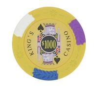 Playzaic King's Casino 14-Gram Poker Chips (50-Pack) Premium Heavyweight Clay Composite Set for Texas Hold’em, Blackjack & Home Games ($1,000 Yellow)