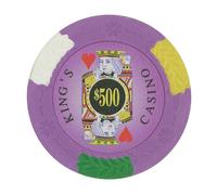 Playzaic King's Casino 14-Gram Poker Chips (50-Pack) Premium Heavyweight Clay Composite Set for Texas Hold’em, Blackjack & Home Games ($500 Purple)