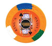 Playzaic King's Casino 14-Gram Poker Chips (50-Pack) Premium Heavyweight Clay Composite Set for Texas Hold’em, Blackjack & Home Games ($10,000 Orange)