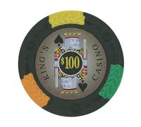 Playzaic King's Casino 14-Gram Poker Chips (50-Pack) Premium Heavyweight Clay Composite Set for Texas Hold’em, Blackjack & Home Games ($100 Black)