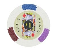 Playzaic King's Casino 14-Gram Poker Chips (50-Pack) Premium Heavyweight Clay Composite Set for Texas Hold’em, Blackjack & Home Games ($1 White)