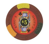 Playzaic King's Casino 14-Gram Poker Chips (50-Pack) Premium Heavyweight Clay Composite Set for Texas Hold’em, Blackjack & Home Games ($5 Red)