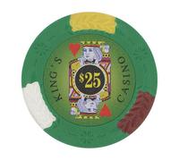 Playzaic King's Casino 14-Gram Poker Chips (50-Pack) Premium Heavyweight Clay Composite Set for Texas Hold’em, Blackjack & Home Games ($25 Green)