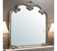plaza rectangular overmantle mirror in silver frame