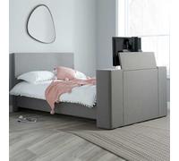 plazas fabric king size tv bed in grey
