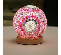 PLbsE Boho Style Wooden Base Table Lamp Touch Color Changing Dimmable Rechargeable Battery Operated LED Bedside Mood Light for Yoga Show Window Exhibition Kids' Gift (Boho Pink)