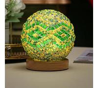 PLbSe Boho Style Wooden Base Table Lamp Touch Color Changing Dimmable Rechargeable Battery Operated LED Bedside Mood Light for Yoga Show Window Exhibition Kids' Gift (Baroque Green)