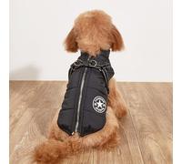 PLBSE Dog Coat, Warm Winter Coat Padded Fleece Vest Reflective Waterproof Windproof Dog Snow Jacket Clothes with Zipper (Black, Small)