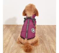 PLBSE Dog Coat, Warm Winter Jacket for Small Dogs, Purple, Fleece/Nylon, Waterproof, Reflective, Zipper Closure