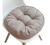 PLCIVSA Round Linen Chair Cushions 16 inch Soft Seat Pad for Kitchen Dining Office Chair Meditation & Indoor/Outdoor(Gray beige)