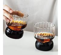 Plcnn 2Pcs Ribbed Glassware Drinking Glasses Elegant Ribbed Glassware, Iced Coffee Glasses, Glass Tumbler Vintage Drinking Glassware for Cocktail, Whiskey, Juice(A-300ml)