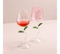 Plcnn 2Pcs Rose Flower Wine Glasses Creative Rose Cocktail Glass Flower Shaped Cocktail Wine Glass Set for Gifts Party Dinner Wedding Drinkware
