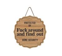 Plcnn Fuck Around and Find Out Yard Sign Fafo Yard Sign Hanging Fuck Around and Find Out Home Security Sign Wood Security Warning Sign for Front Door Window Yard Garden Decor(#2)