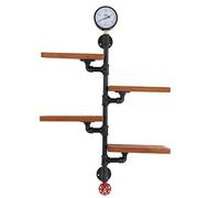 Plcnn Industrial Pipe Shelving Rustic Pipe Shelves DIY Storage Shelving Wall Mounted Wooden Shelving for Bar Kitchen Living Room Decor