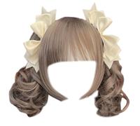 PLCPDM 1 Pair 3D Hair Clip with Heart Ribbon Bowknot Hairpin Cosplay Fashionable Hair Accessories Perfect for Various Event