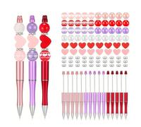PLCPDM 121Pcs Bead Ballpoint Pen Heat Transfer Set, Including Round/Heart Beads, Rhinestone Beads for Art Craft Creative