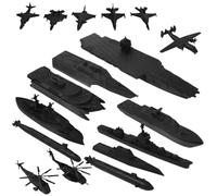 PLCPDM 17Pieces Marine Ship Aircraft Model Set Realistic Design Warship Figurine for Education Model Scene Display Vessel Building Set