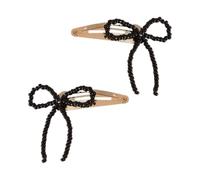 PLCPDM 1Pair Beads Bowtie Hair Clip Girl Sweet Ballet Hairpin Hair Styling Hair Bows for Thin Hair Elegant Korean Side Clip