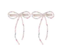 PLCPDM 1Pair Beads Bowtie Hair Clip Girl Sweet Ballet Hairpin Hair Styling Hair Bows for Thin Hair Elegant Korean Side Clip