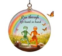 PLCPDM 2 Permanent Friendship Heart Decor, Round Acrylic Tree Ornaments, Artistic Comrade Keepsakes for Holiday Hanging Art Round-Shaped Acrylic Guyship Decor