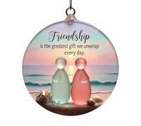 PLCPDM 2 Permanent Friendship Heart Decor, Round Acrylic Tree Ornaments, Artistic Comrade Keepsakes for Holiday Hanging Art Round-Shaped Acrylic Guyship Decor
