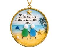 PLCPDM 2 Permanent Friendship Heart Decor, Round Acrylic Tree Ornaments, Artistic Comrade Keepsakes for Holiday Hanging Art Round-Shaped Acrylic Guyship Decor